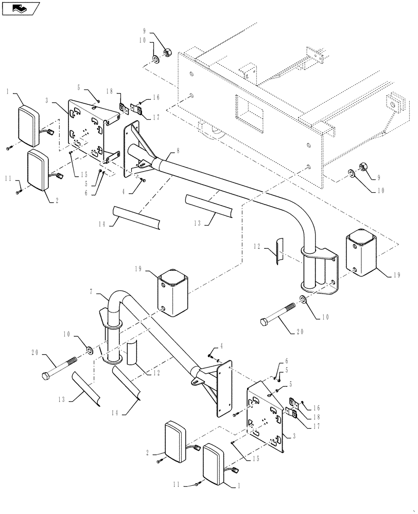 Схема запчастей Case IH TITAN 4530 - (55.404.04) - TAIL LIGHT ASSEMBLY (55) - ELECTRICAL SYSTEMS