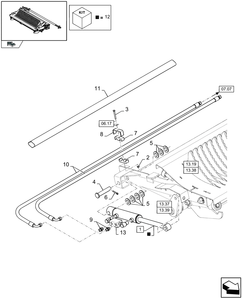 Схема запчастей Case IH LB333R - (07.15[01]) - KNIFE DRAWER CUT, HYDRAULICS (07) - HYDRAULIC SYSTEM