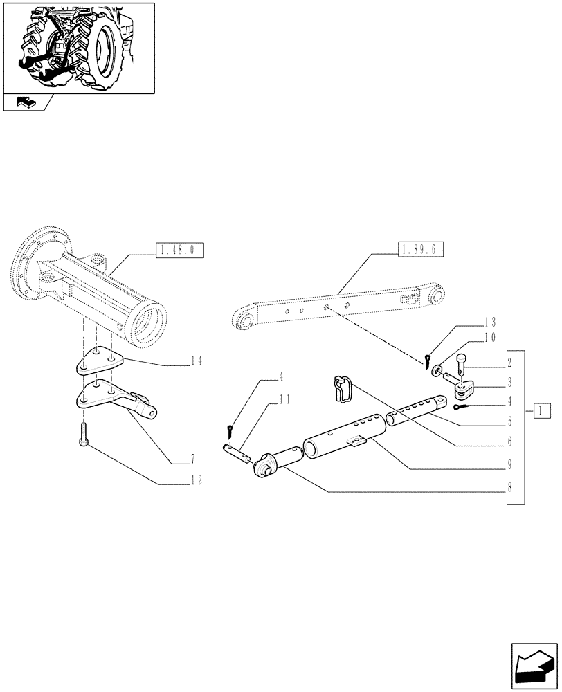 Схема запчастей Case IH FARMALL 105U - (1.89.9) - SUPPORT & STABILIZER SPRAG (09) - IMPLEMENT LIFT