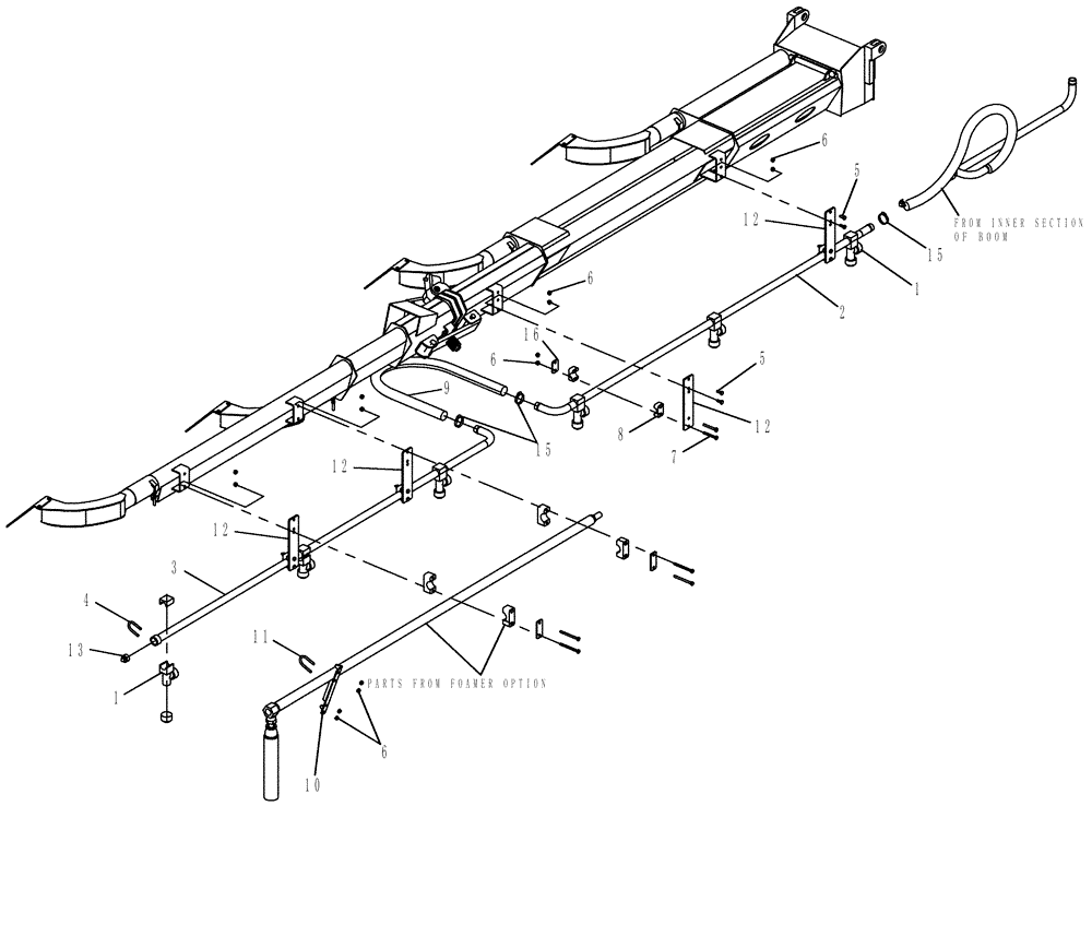 Схема запчастей Case IH 810 - (10-002) - BOOM PLUMBING, 2.5", RH, OUTER, 70 Wet Kit