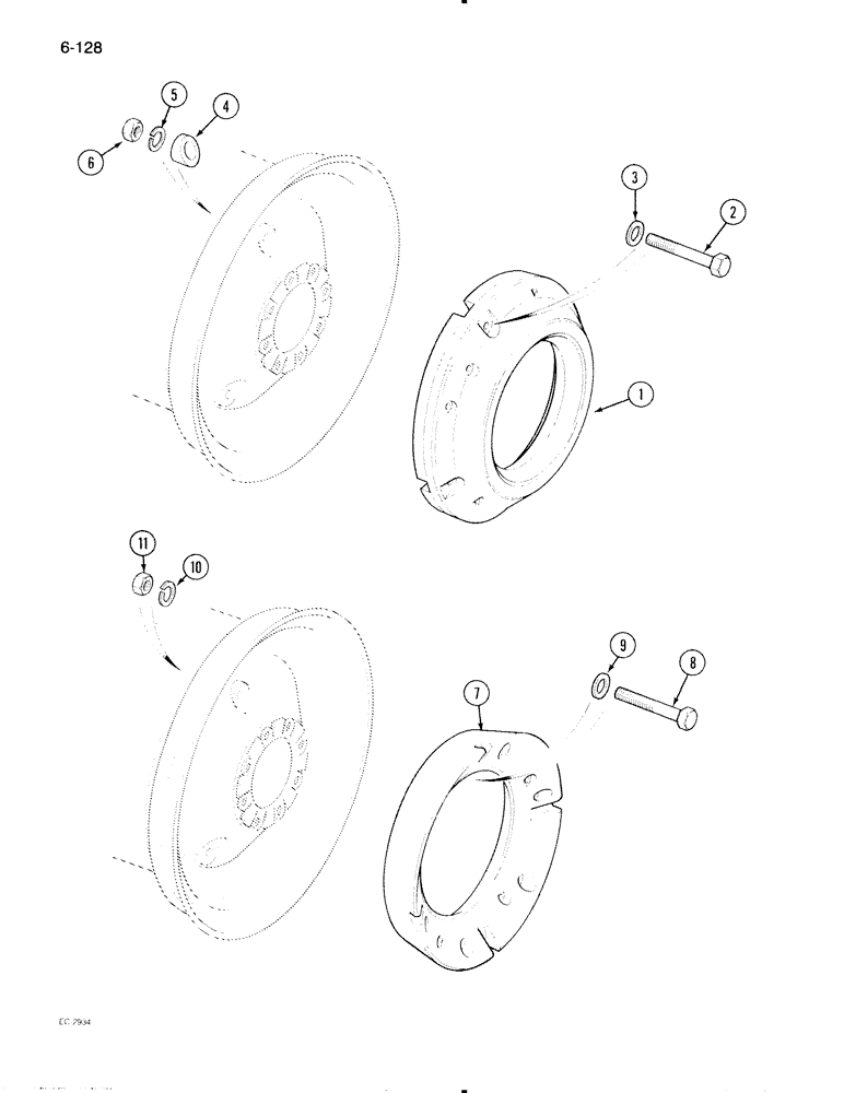 Схема запчастей Case IH 695 - (6-128) - REAR WHEEL WEIGHTS, SOLID TYPE, 28, 30 AND 34 INCH WHEELS (06) - POWER TRAIN