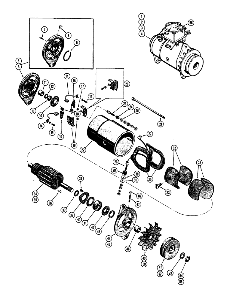 Схема запчастей Case IH 1010 - (424) - A34126, A33983, A22684, A20632 GENERATOR, 301 DIESEL AND 284 SPARK IGNITION (55) - ELECTRICAL SYSTEMS