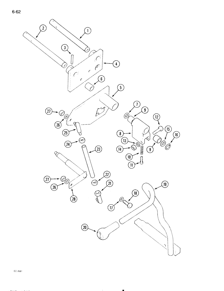 Схема запчастей Case IH 695 - (6-062) - TRANSMISSION RANGE SHIFT CONTROLS, FORWARD AND REVERSE ATTACHMENT, WITH CAB (06) - POWER TRAIN