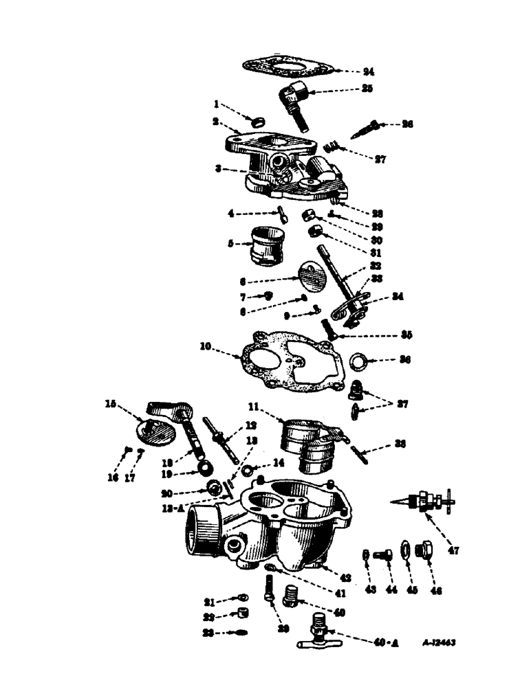 Схема запчастей Case IH FARMALL BN - (029) - ENGINE, CARBURETOR, ZENITH MODEL 161 X 7 (01) - ENGINE