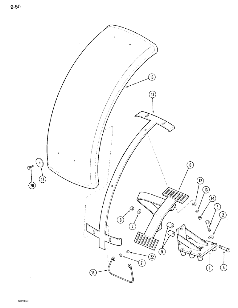 Схема запчастей Case IH 7110 - (9-050) - FRONT FENDERS, MFD TRACTOR, P.I.N. JJA0016108 THROUGH JJA0021778 (09) - CHASSIS/ATTACHMENTS