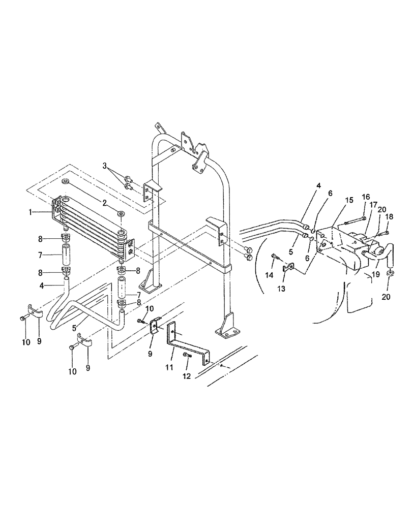 Схема запчастей Case IH DX55 - (02.06.01) - OIL COOLER - ON & ABOVE PIN HDG600156 (02) - ENGINE EQUIPMENT