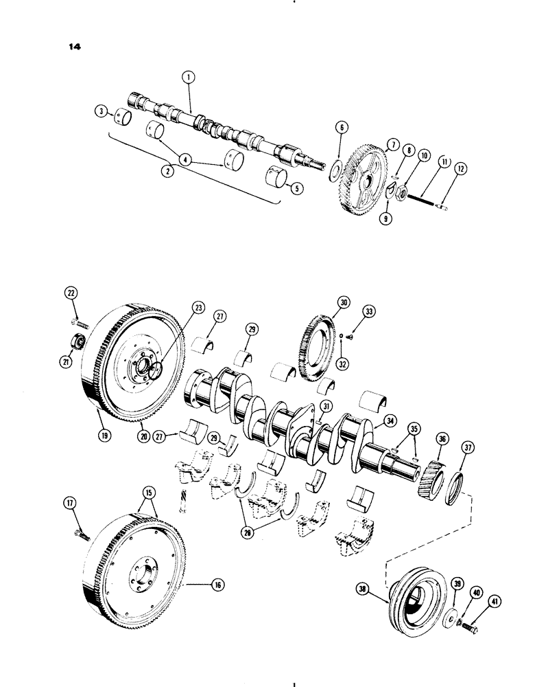 Схема запчастей Case IH 730 SERIES - (014) - CAMSHAFT, CRANKSHAFT AND FLYWHEEL, 267 AND 301 DIESEL ENGINES (02) - ENGINE