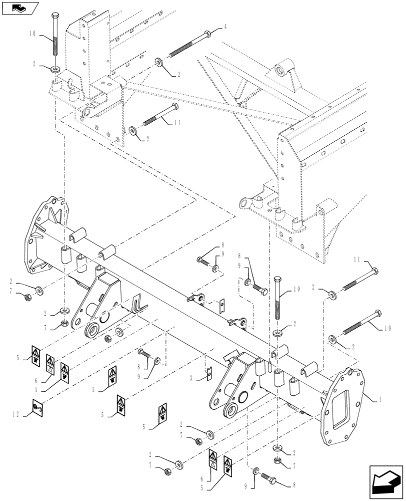 Схема запчастей Case IH 9230 - (25.104.01) - FRONT AXLE CROSSRAILS AND INSTALL (25) - FRONT AXLE SYSTEM