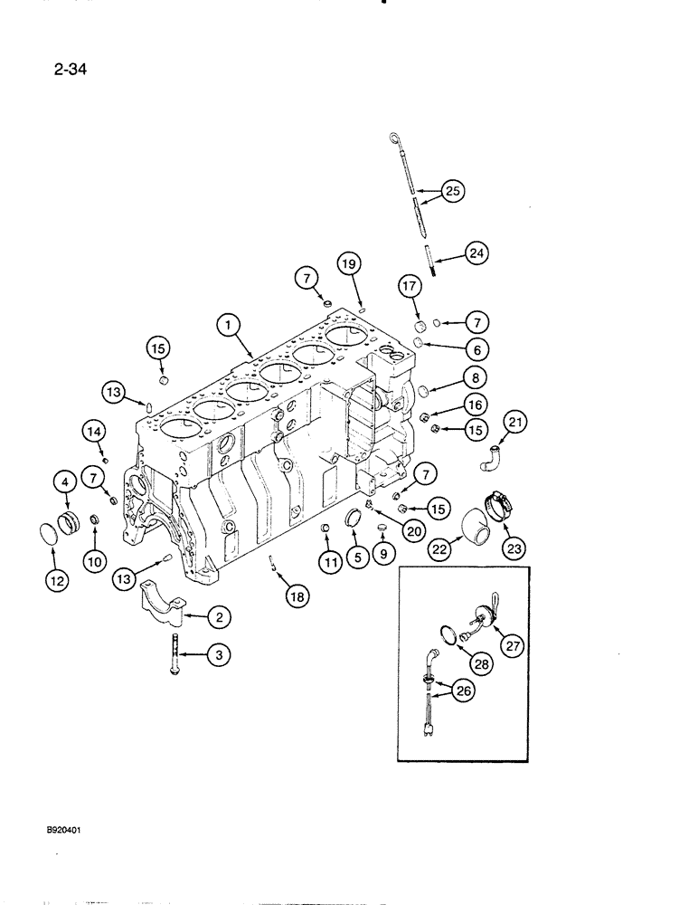 Схема запчастей Case IH 6830T - (2-34) - CYLINDER BLOCK, 6T-830 ENGINE 