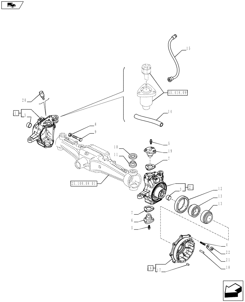 Схема запчастей Case IH PUMA 230 - (25.108.0101[01]) - FRONT AXLE WITH BRAKES - STEERING KNUCKLES AND HUBS - C7090 (VAR.728195-728212) (25) - FRONT AXLE SYSTEM