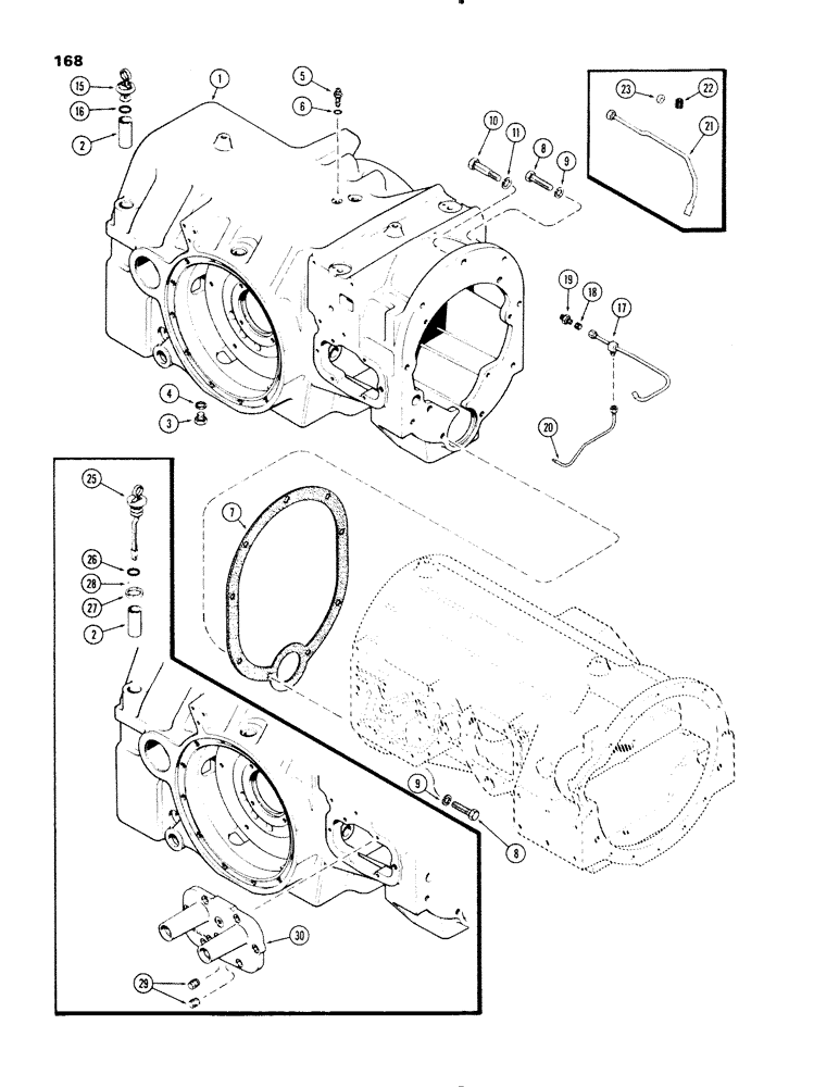 Схема запчастей Case IH 1270 - (168) - TRANSMISSION HOUSING (06) - POWER TRAIN