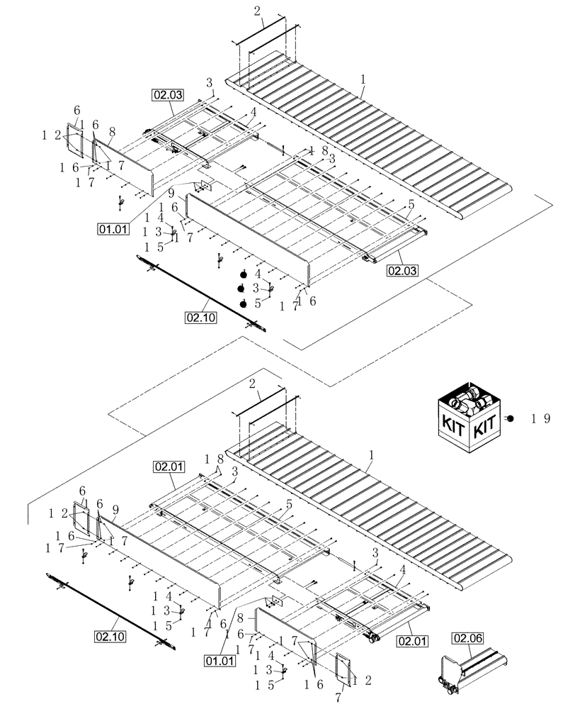 Схема запчастей Case IH DHX251 - (2.04[2.1]) - CANVAS DECK, 25 & 30 FT, CENTER DOUBLE; PRIOR TO PIN K01 2003 (12) - MAIN FRAME