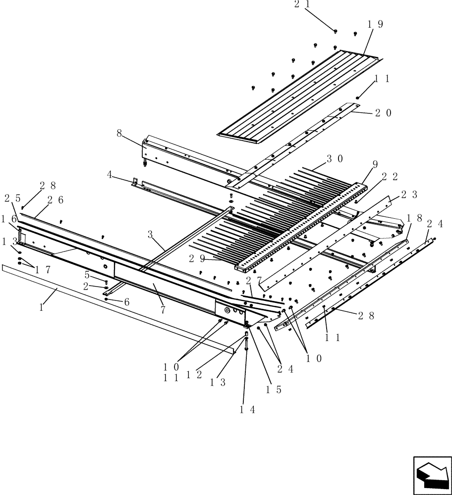 Схема запчастей Case IH 5130 - (74.114.08) - FRAME, UPPER SIEVE (74) - CLEANING