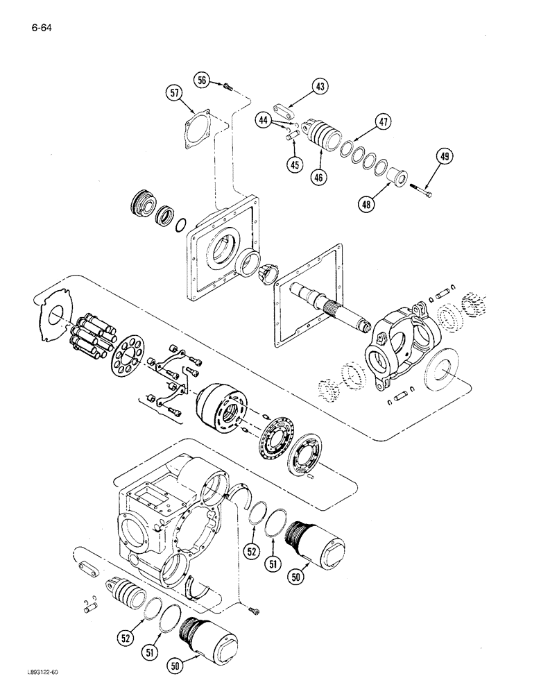 Схема запчастей Case IH 1680 - (6-064) - HYDROSTATIC MOTOR ASSEMBLY, TWO SPEED, CORN, GRAIN AND RICE, PRIOR TO P.I.N. JJC0047918 (CONTD) (03) - POWER TRAIN