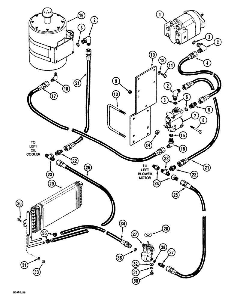 Схема запчастей Case IH 900 - (8-050) - BLOWER PUMP HYDRAULIC SYSTEM, CYCLO AIR TRAILING, 12 ROW NARROW (08) - HYDRAULICS