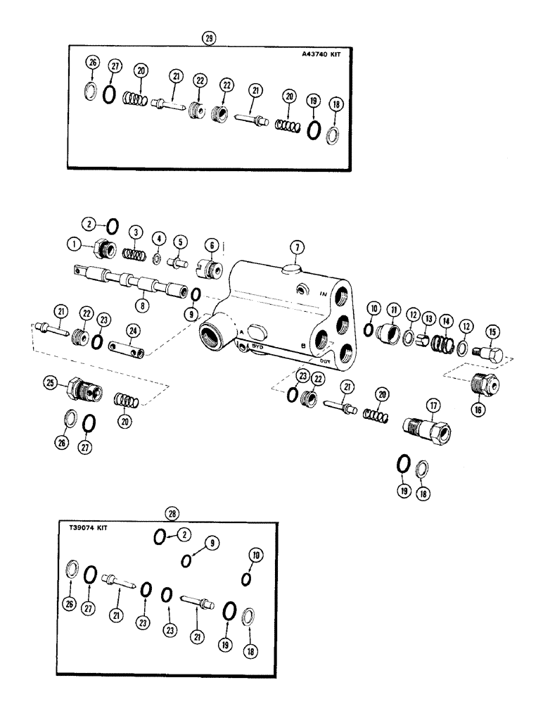 Схема запчастей Case IH 1470 - (133A) - T38947 REAR STEERING VALVE (05) - STEERING