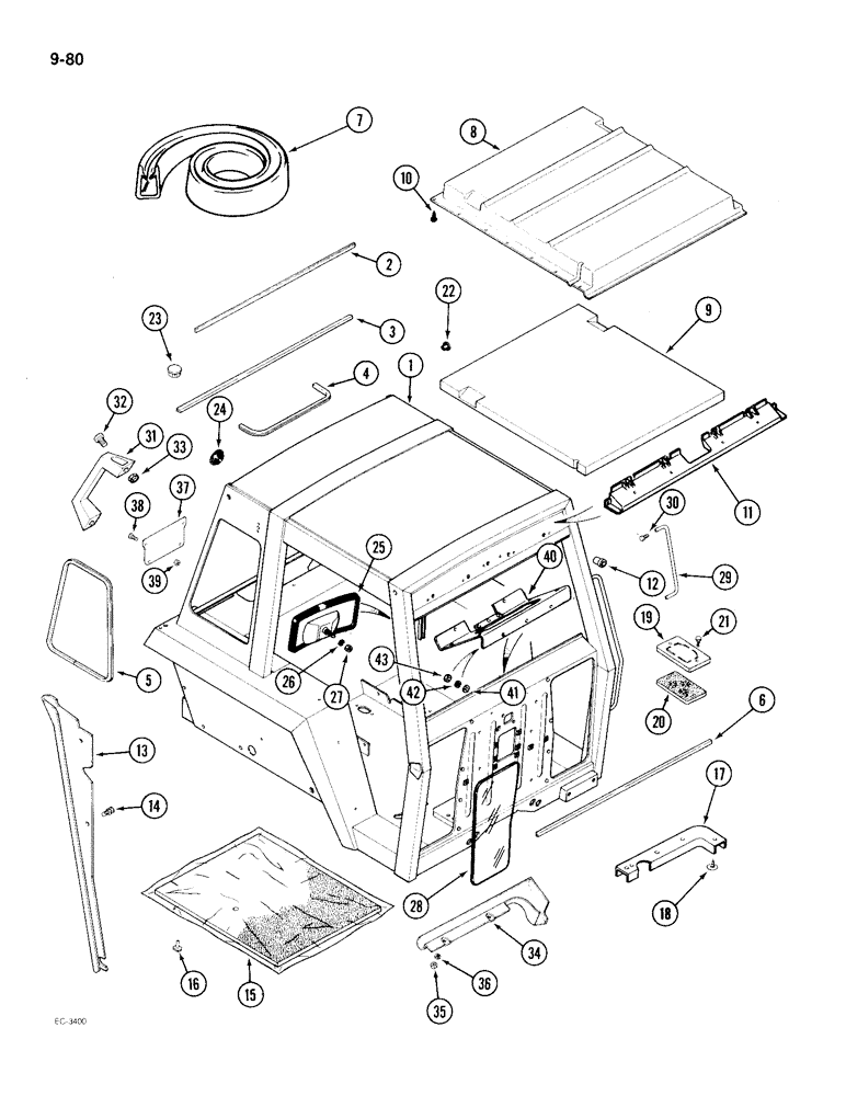 Схема запчастей Case IH 2096 - (9-080) - FOUR POST ROPS (09) - CHASSIS/ATTACHMENTS