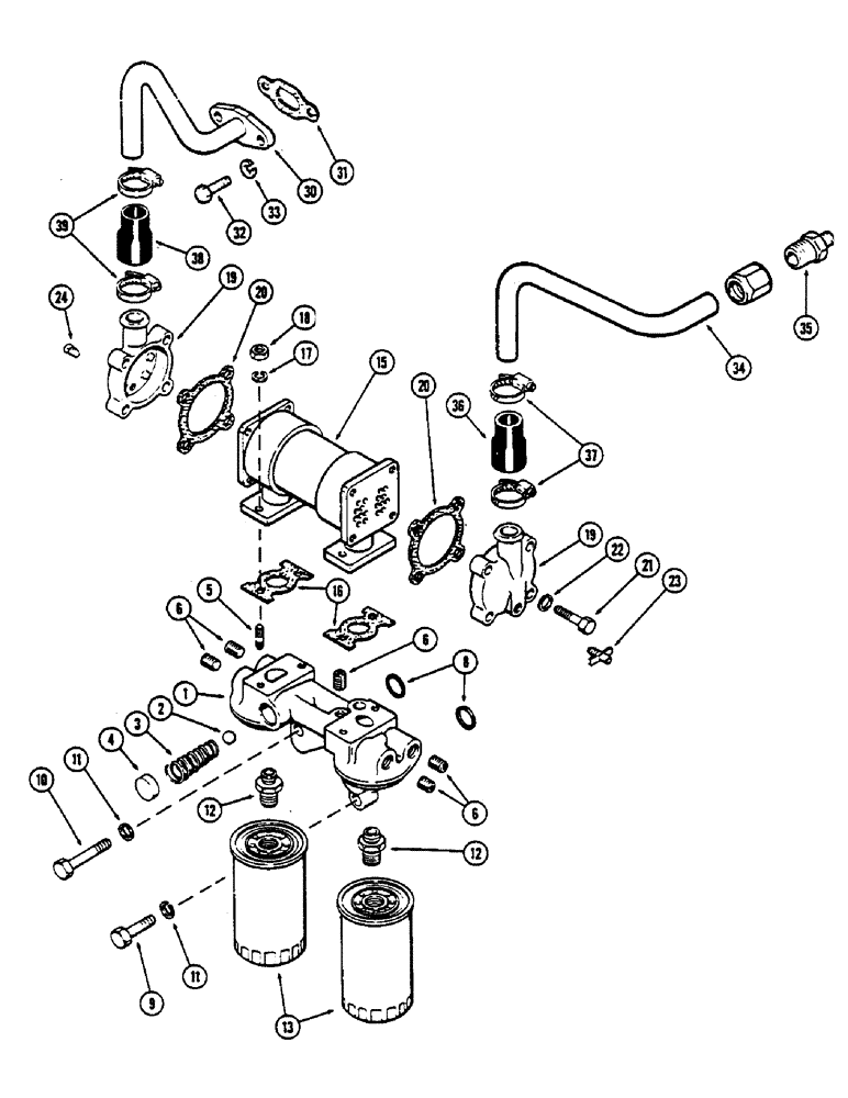 Схема запчастей Case IH 2390 - (2-32) - OIL FILTER AND HEAT EXCHANGER, 504BDT, DIESEL ENGINE, ENGINE SERIAL NO. 10307394 AND AFTER (02) - ENGINE