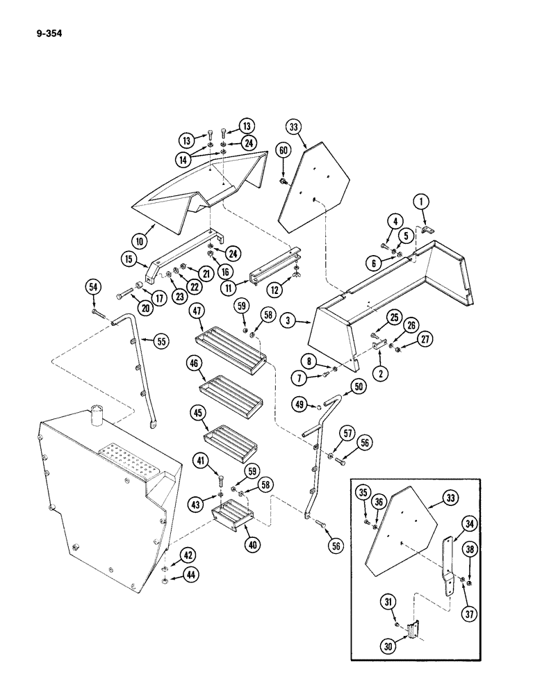 Схема запчастей Case IH 4994 - (9-354) - REAR DECK, STEPS AND HAND RAILS (09) - CHASSIS/ATTACHMENTS