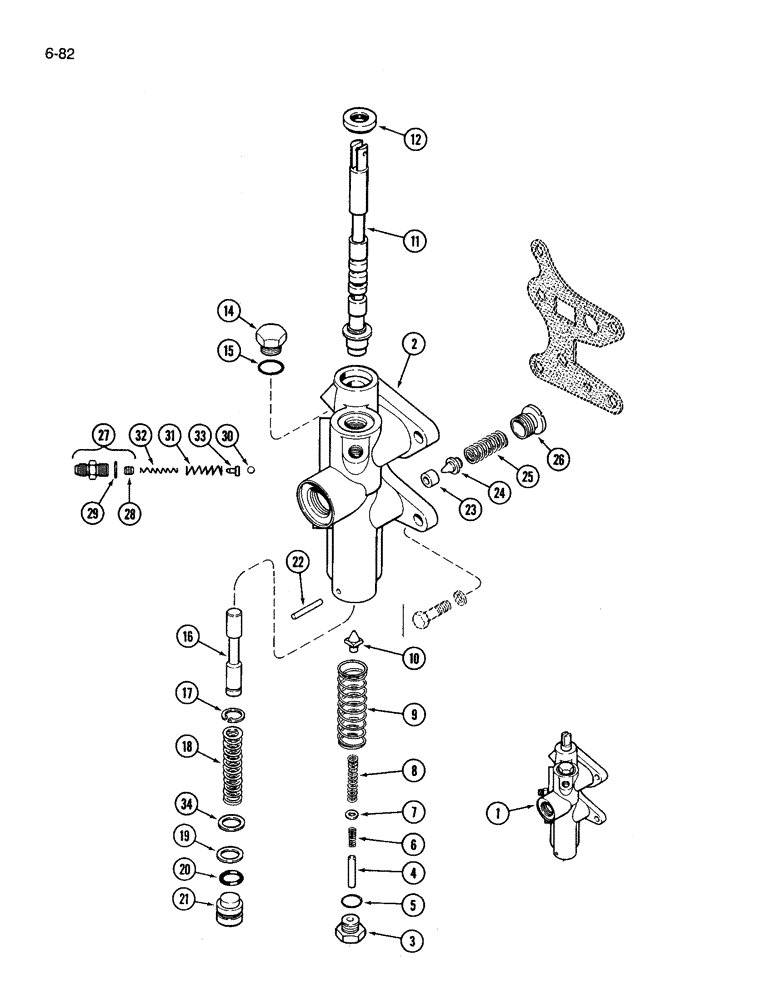 Схема запчастей Case IH 3394 - (6-82) - G107966 PTO CONTROL VALVE (06) - POWER TRAIN