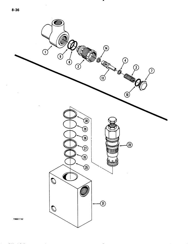 Схема запчастей Case IH 9130 - (8-36) - HYDRAULIC RELIEF VALVE, HYDRAULIC PRESSURE REDUCING VALVE (08) - HYDRAULICS