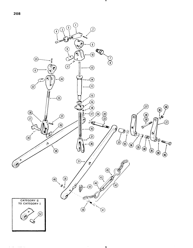 Схема запчастей Case IH 570 - (208) - DRAFT ARMS AND LIFT LINKS, DRAFT-O-MATIC (09) - CHASSIS/ATTACHMENTS