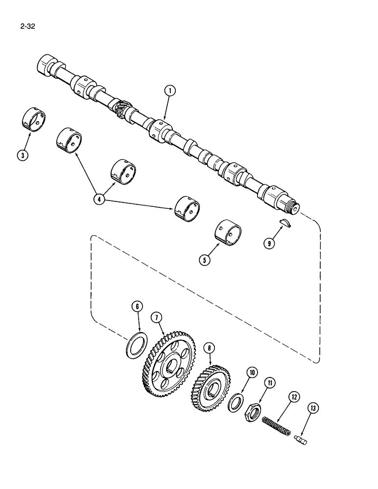 Схема запчастей Case IH 3594 - (2-032) - CAMSHAFT, 504BDT DIESEL ENGINE (02) - ENGINE