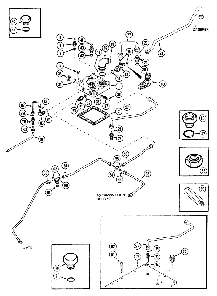 Схема запчастей Case IH 7240 - (6-020) - TRANSMISSION, RANGE HOUSING TUBES AND MANIFOLD (06) - POWER TRAIN