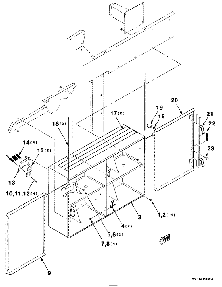 Схема запчастей Case IH 8575 - (7-18) - TWINE BOX ASSEMBLY, LEFT (12) - MAIN FRAME
