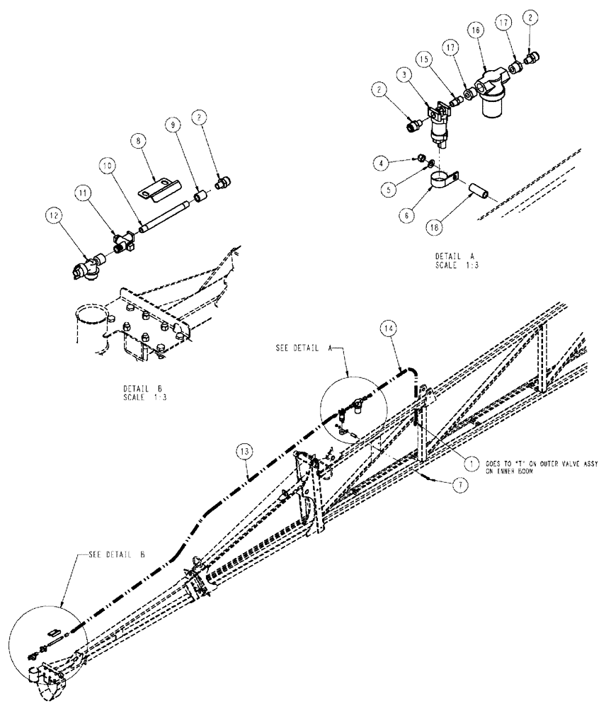 Схема запчастей Case IH SPX3310 - (11-009) - FENCE ROW NOZZLE GROUP, 80, LEFT BOOM Options