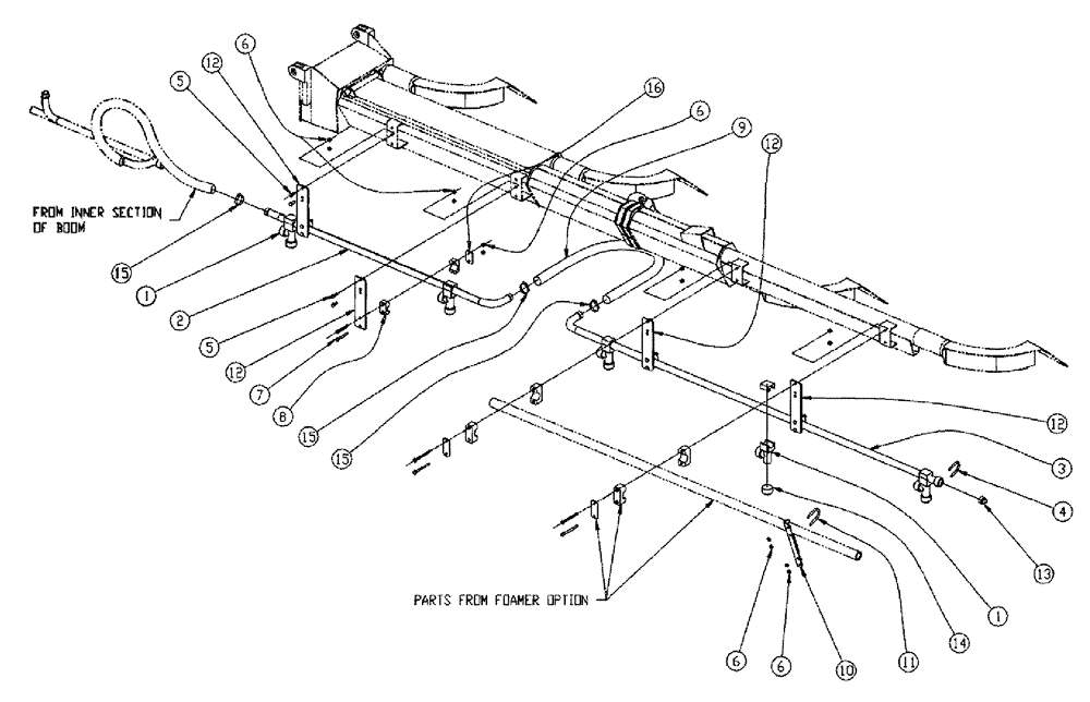 Схема запчастей Case IH 810 - (10-003) - BOOM PLUMBING, 2.5", LH, OUTER, 60 Wet Kit