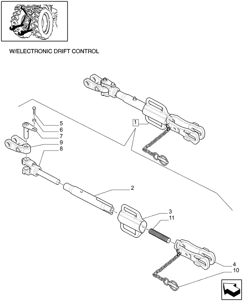 Схема запчастей Case IH MAXXUM 130 - (1.89.6/01B) - ADJUSTABLE LIFT - ROD (STD + VAR.331920-331923) (09) - IMPLEMENT LIFT