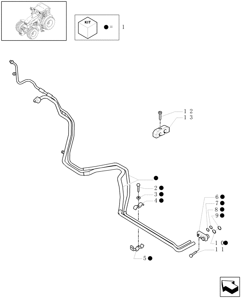 Схема запчастей Case IH MAXXUM 120 - (1.94.3/01[03]) - AIR CONDITIONING SYSTEM PIPES - C6663 (10) - OPERATORS PLATFORM/CAB