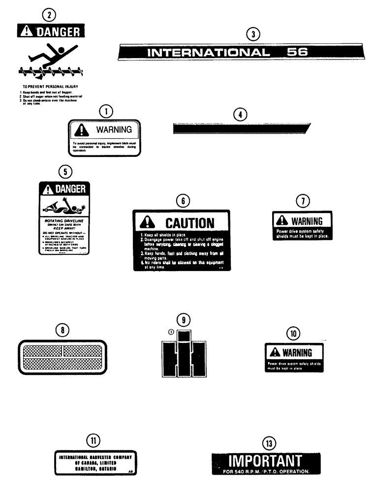 Схема запчастей Case IH 600 - (9-60[01]) - DECALS, PRIOR TO 9/2/85, 56 BLOWER (09) - CHASSIS/ATTACHMENTS