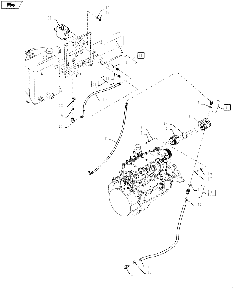 Схема запчастей Case IH WD1203 - (07.10[3]) - AUXILIARY DRIVE, HYD MERGER, ENGINE MOUNTED - TIER III (07) - HYDRAULICS