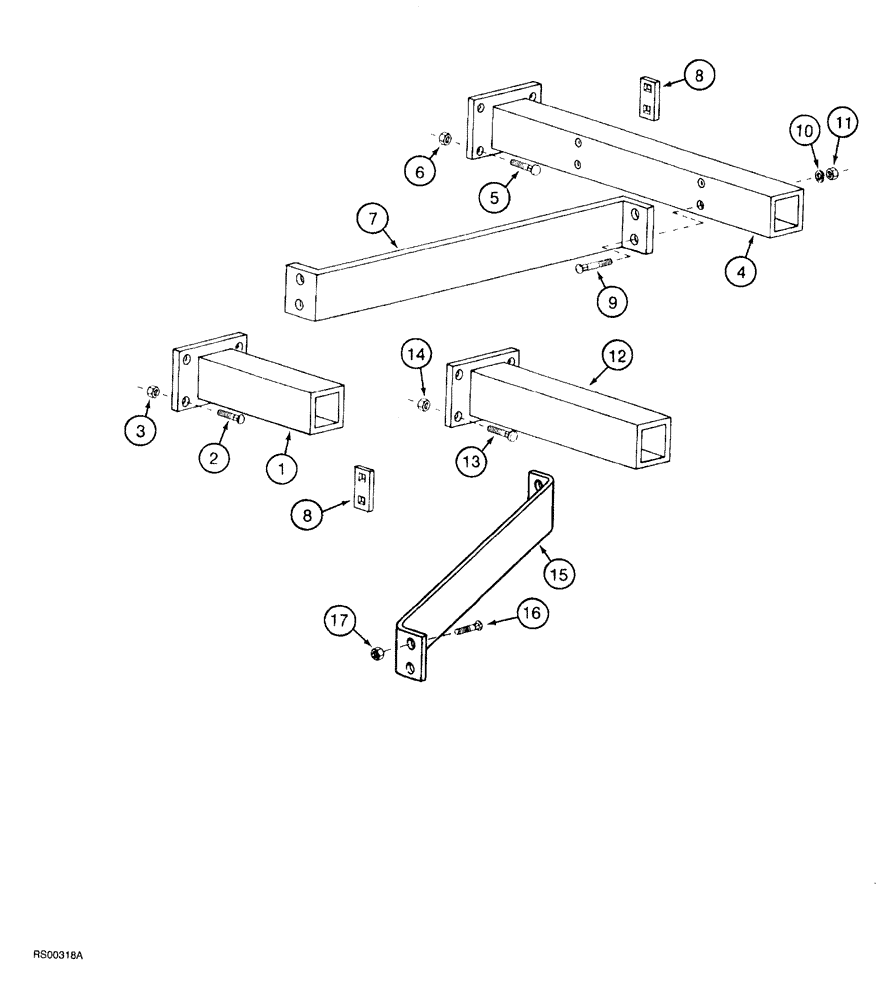 Схема запчастей Case IH 5700 - (9-064) - FRAME EXTENSIONS, ALL SINGLE WING MODELS, ALL NON LEVEL LIFT MODELS (18) - MISCELLANEOUS