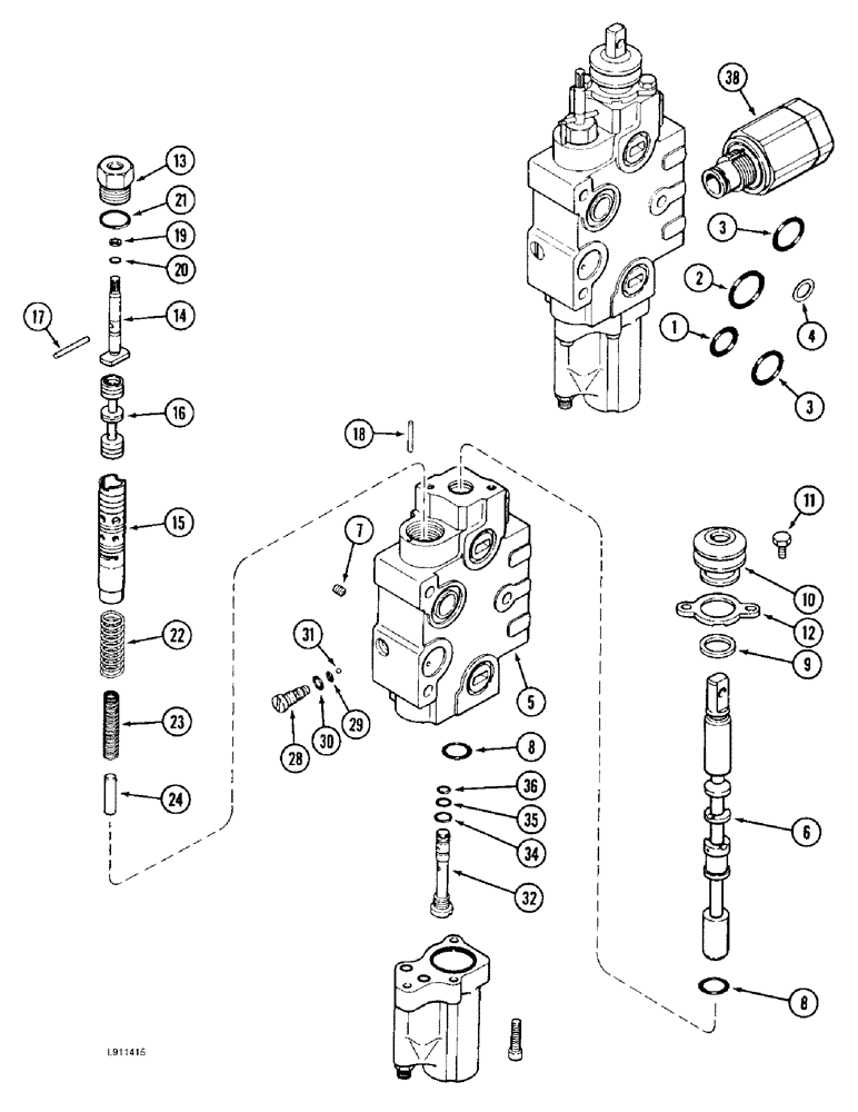 Схема запчастей Case IH 9310 - (8-064) - PRIORITY REMOTE HYDRAULIC VALVE KIT, WITH LOAD CHECK (08) - HYDRAULICS