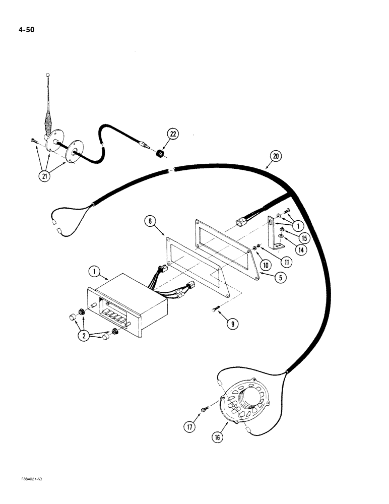 Схема запчастей Case IH STEIGER - (4-050) - RADIO AND SPEAKERS (04) - ELECTRICAL SYSTEMS