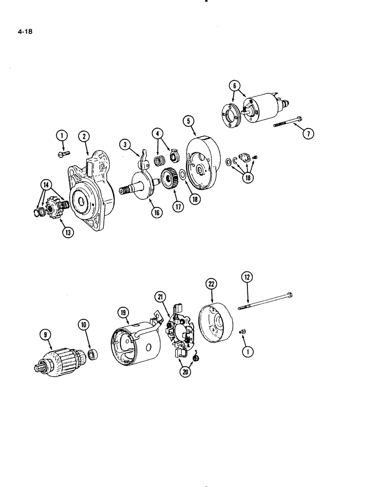 Схема запчастей Case IH 1130 - (4-18) - STARTER ASSEMBLY, 1130 TRACTOR (04) - ELECTRICAL SYSTEMS