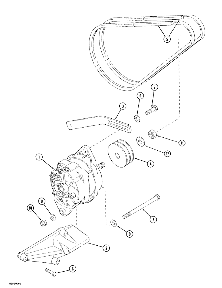 Схема запчастей Case IH 9380 - (4-42) - ALTERNATOR MOUNTING, 9370 AND 9380 ONLY (04) - ELECTRICAL SYSTEMS