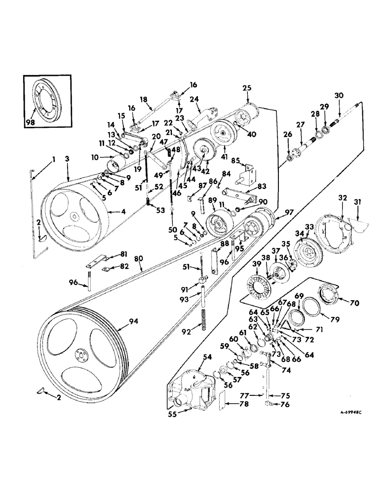 Схема запчастей Case IH 503 - (148) - SEPARATOR AND PROPULSION JACKSHAFT DRIVE (72) - SEPARATION