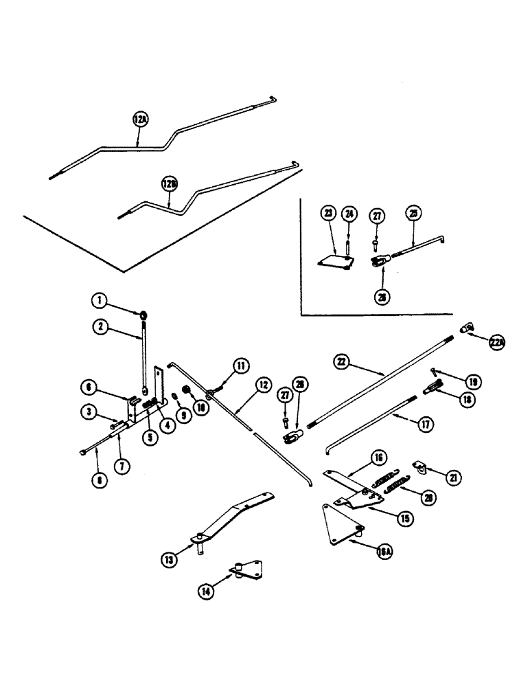 Схема запчастей Case IH 660 - (244) - THROTTLE CONTROL LINKAGE, GRAIN BIN COMBINES 