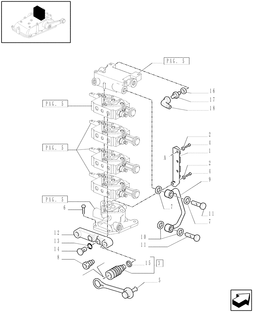 Схема запчастей Case IH JX1060C - (1.82.7/12[07]) - (VAR.166) 4 REMOTE VALVES FOR EDC - QUICK COUPLING - D5484 (07) - HYDRAULIC SYSTEM