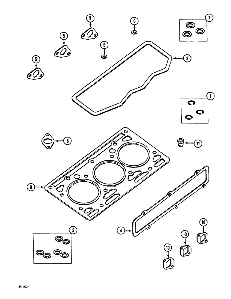 Схема запчастей Case IH 3220 - (2-078) - ENGINE SERVICE KIT, CYLINDER HEAD GASKETS, (3220) (02) - ENGINE