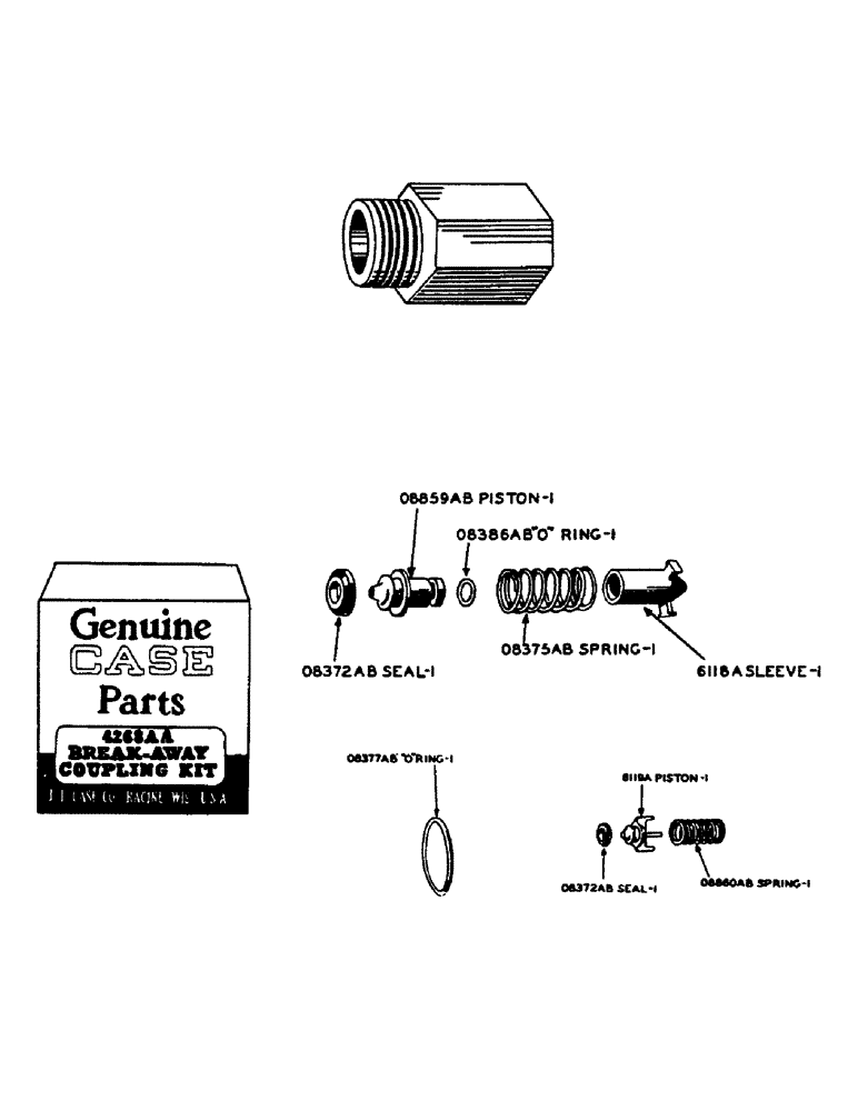 Схема запчастей Case IH DV-SERIES - (170) - HYDRAULIC SINGLE AND DUAL CONTROL UNIT, ADAPTER PLUG FOR BREAK AWAY COUPLINGS (08) - HYDRAULICS