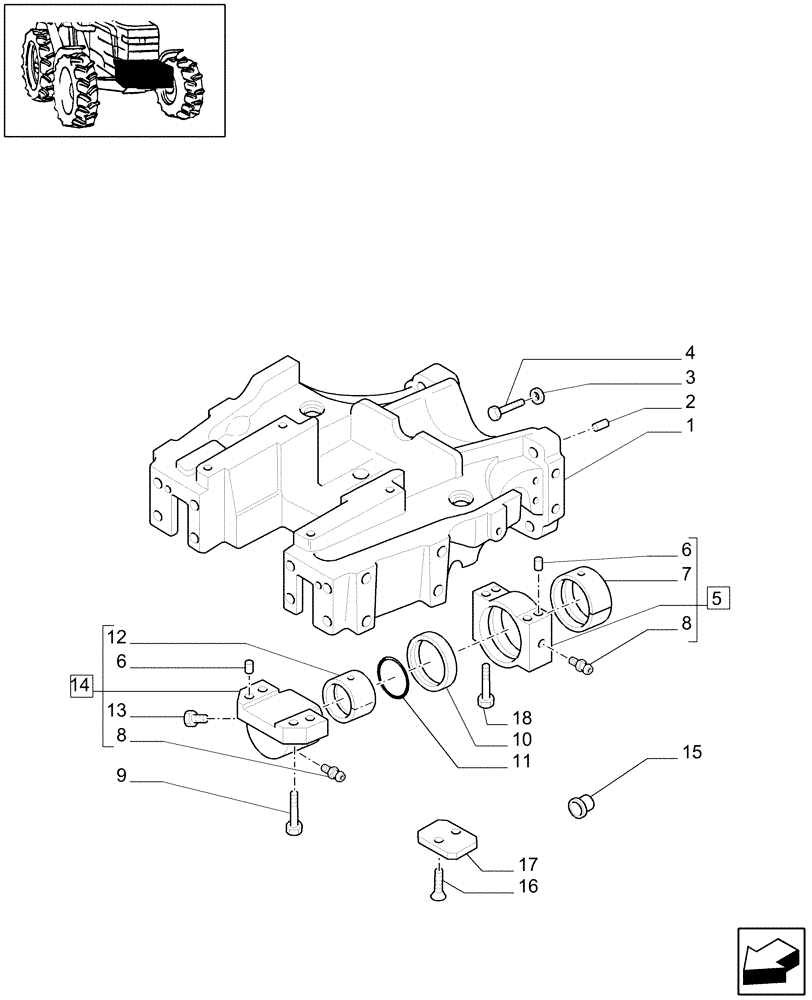 Схема запчастей Case IH JX1070C - (1.21.1/02) - (VAR.838-839) FRONT PTO LIFT - SUPPORT (03) - TRANSMISSION