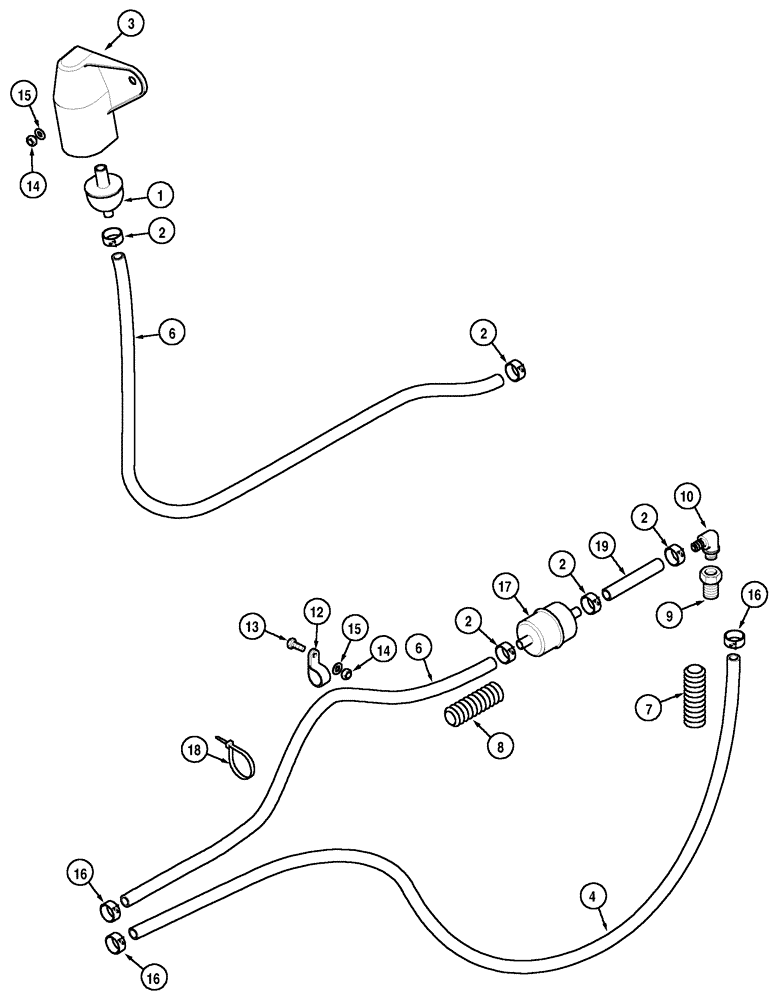 Схема запчастей Case IH MX100 - (03-07) - FUEL LINES (03) - FUEL SYSTEM