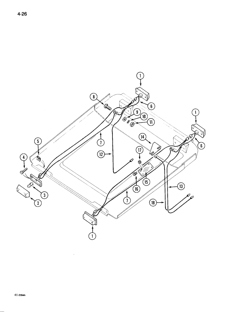 Схема запчастей Case IH 495 - (4-026) - ROPS CANOPY WIRING AND LIGHTS (04) - ELECTRICAL SYSTEMS