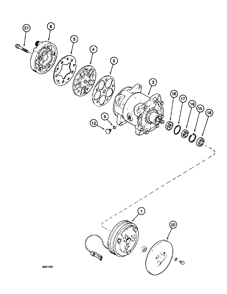 Схема запчастей Case IH 2055 - (9E-34) - COMPRESSOR ASSEMBLY (10) - CAB & AIR CONDITIONING