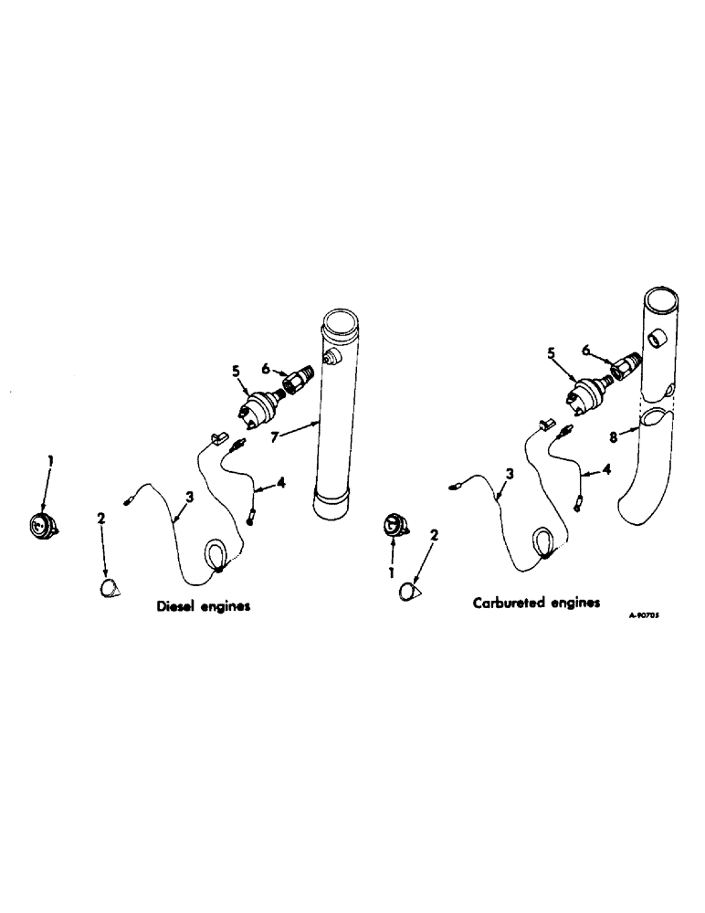 Схема запчастей Case IH 544 - (E-12) - FUEL SYSTEM, ELECTRIC AIR CLEANER INDICATOR, FARMALL TRACTORS (02) - FUEL SYSTEM